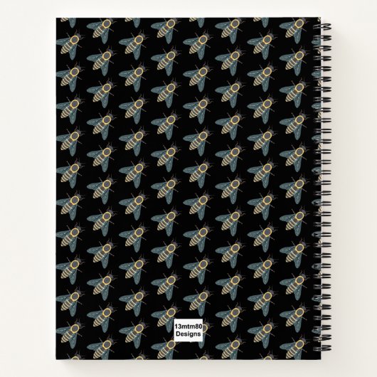 Honigbiene (schwarz) - SpiralNotebook Notizblock (Rückseite)