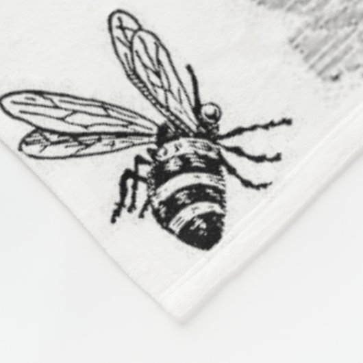 Honigbiene Schwarz-weiß dekorative Fleecedecke (Ecke)