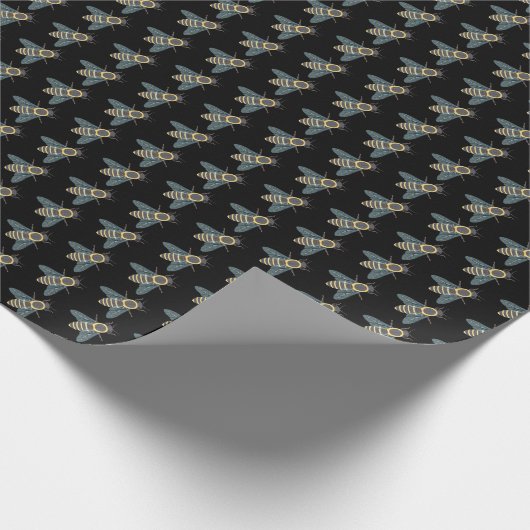 Honigbiene (schwarz) - Wrapping Paper Geschenkpapier (Ecke)