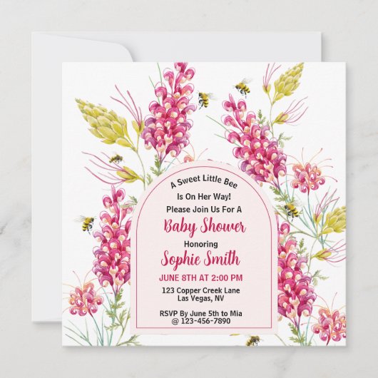 Honigbiene, Süße Kleine Mädchen Einladung (Vorderseite)