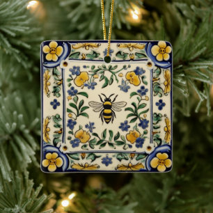 Honigbiene Traditionell Blau Gelb Mediterran Keramikornament