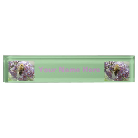 Honigbiene und Buddleia Blume Custom Namplate Namensplakette (Vorderseite)