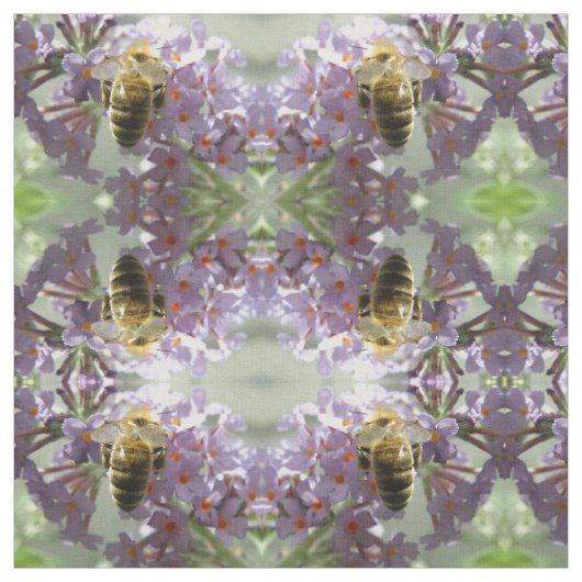 Honigbiene und Buddleia-Blume Gemustert Tier Stoff (Muster)