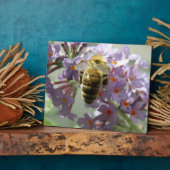 Honigbiene und Buddleia Blume Plaque Fotoplatte (Seite)