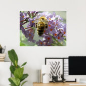 Honigbiene und Buddleia-Blume Print Poster (Heimbüro)