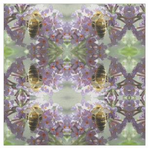 Honigbiene und Buddleia-Blumen gemustertes Tier Stoff