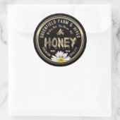 Honigbiene und Daisy Gold Dripping Honey auf Black Runder Aufkleber (Tasche)