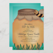 Honigbiene und Honey Pot Sip Babydusche Einladung (Vorne/Hinten)