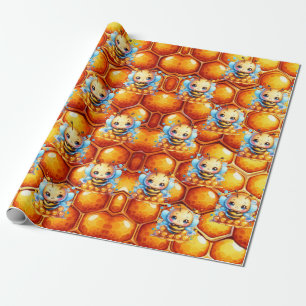 Honigbiene und Honeycomb Babydusche Geschenkpapier