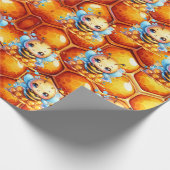 Honigbiene und Honeycomb Babydusche Geschenkpapier (Ecke)