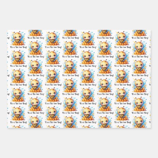 Honigbiene und Honeycomb Babydusche Geschenkpapier Set (Vorderseite 2)