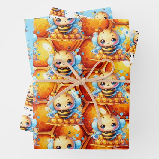 Honigbiene und Honeycomb Babydusche Geschenkpapier Set (Beispiel)