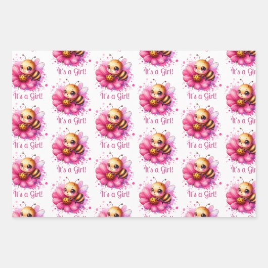 Honigbiene und Honeycomb Babydusche Geschenkpapier Set (Vorderseite 2)