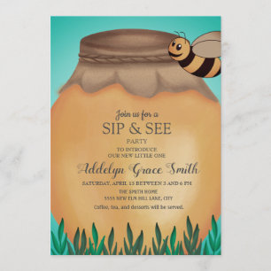 Honigbiene und Honigtopf Sip See Baby Shower Einladung