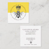 Honigbiene und -krone, goldgelb und weiß quadratische visitenkarte (Vorne/Hinten)