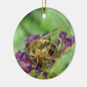 Honigbiene und violette Blumen Keramik Ornament (Links)