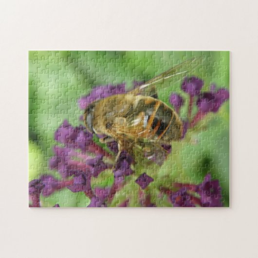 Honigbiene und violette Blumen Puzzle (Horizontal)