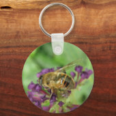 Honigbiene und violette Blumen Schlüsselanhänger (Vorderseite)