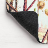 Honigbiene Vintage Abbildung aquamarin rosa gelb Mousepad (Ecke)