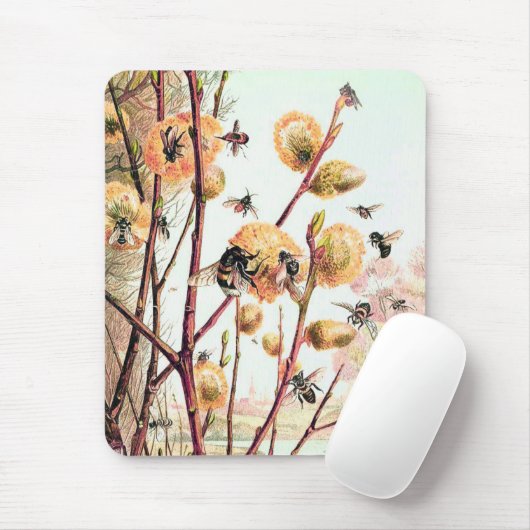 Honigbiene Vintage Abbildung Mousepad (Mit Mouse)