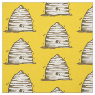 Honigbiene Vintage Skep Bienenstock Gelb Stoff