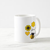 Honigbiene Vintage Sonnenblumen Kaffeetasse (VorderseiteRechts)