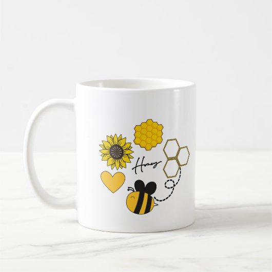 Honigbiene Vintage Sonnenblumen Kaffeetasse (Links)