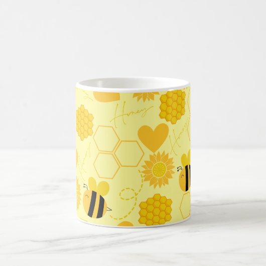 Honigbiene Vintage Sonnenblumen Kaffeetasse (Mittel)