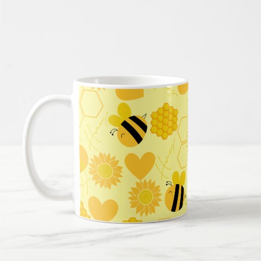 Honigbiene Vintage Sonnenblumen Kaffeetasse (Links)