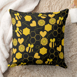 Honigbiene Vintage Sonnenblumen Kissen