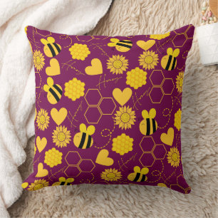 Honigbiene Vintage Sonnenblumen Kissen