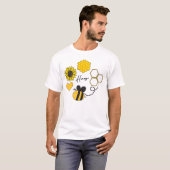 Honigbiene Vintage Sonnenblumen T-Shirt (Vorne ganz)