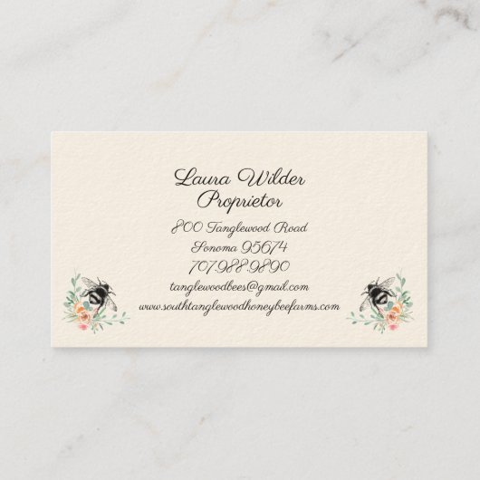 Honigbiene Visitenkarte (Rückseite)