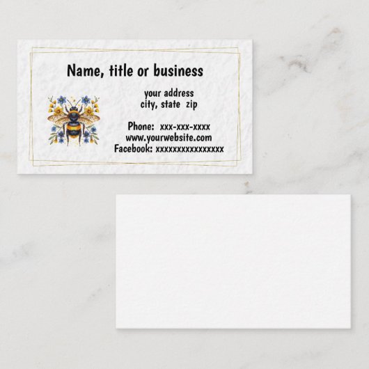 Honigbiene Visitenkarte (Vorne/Hinten)