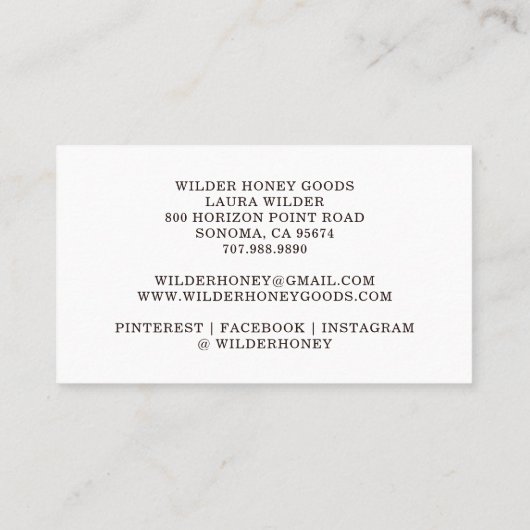 Honigbiene Visitenkarte (Rückseite)