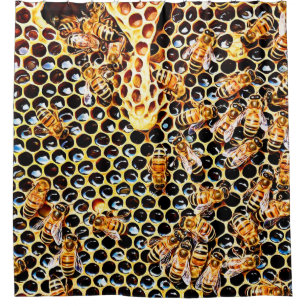 Honigbiene Waben Bienenstock Badezimmer Duschvorha Duschvorhang