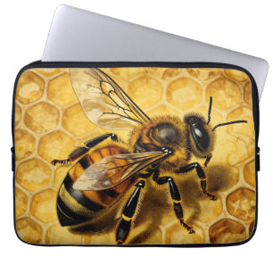 Honigbiene Waben Golden Natur Laptopschutzhülle