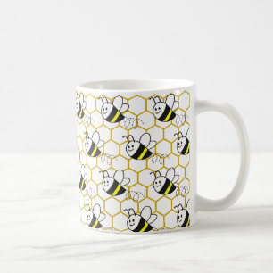 Honigbiene Wabenmuster Schwarz Gelb Weiß Muster Kaffeetasse