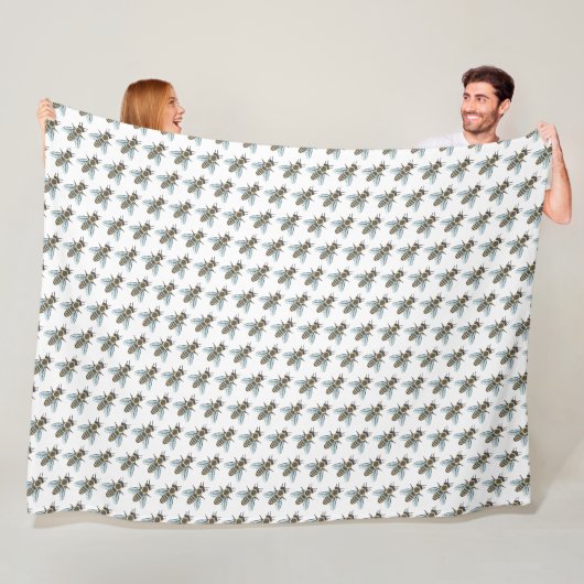 Honigbiene (weiß) - Flauschdecke Fleecedecke (Beispiel)