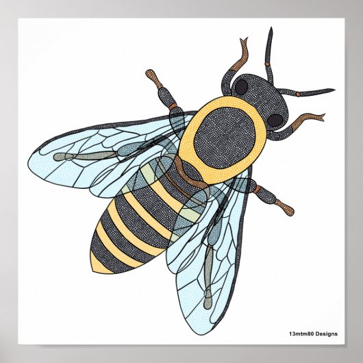 Honigbiene (weiß) - Plakatwerbung Poster (Vorne)