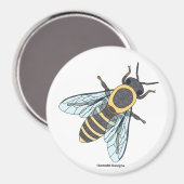 Honigbiene (weiß) - Rundmagnet Magnet (Vorderseite/Rückseite)