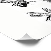 Honigbiene-weißes schwarzes Poster (Ecke)