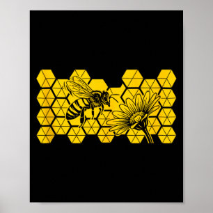 Honigbiene Wildblume rette Biene botanisch Natur E Poster