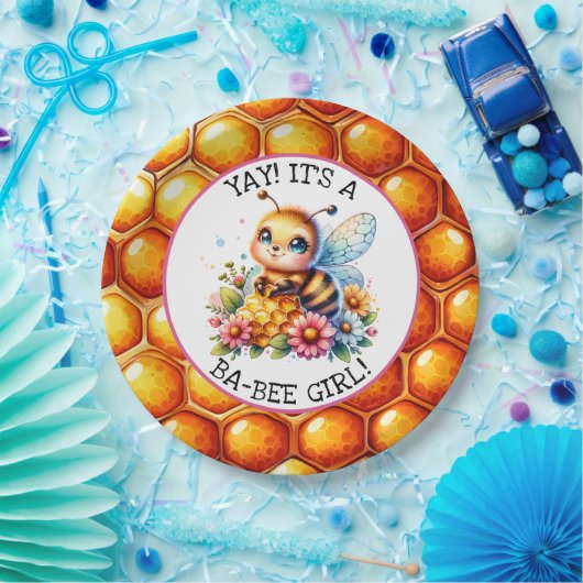 Honigbiene zum Thema Girl's Baby Shower Pappteller (Party)