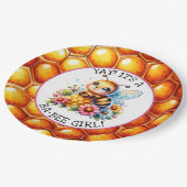 Honigbiene zum Thema Girl's Baby Shower Pappteller (Schrägansicht)