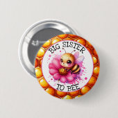 Honigbiene zum Thema Girl's Baby Shower Schwester Button (Vorne & Hinten)