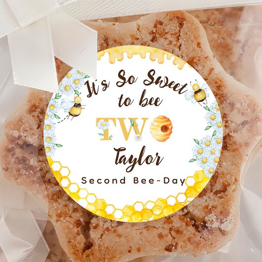 Honigbiene zum zweiten Geburtstag Runder Aufkleber