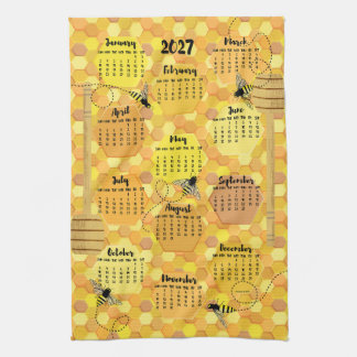 Honigbienen 2027 Kalender Geschirrtuch