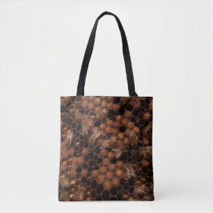 Honigbienen auf einer Honigwabe Tasche