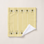 Honigbienen auf gelben Streifen Badhandtuch Set (Waschlappen)